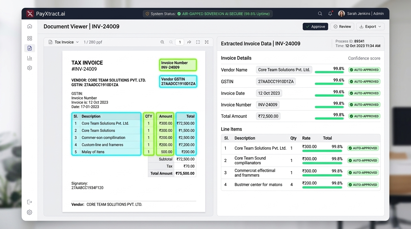 PayXtract Multi-Document Extraction Workspace UI